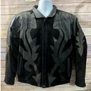 Vintage M. Julian Wilsons Leather Jacket Black Tribal designs Sz 40  24x25